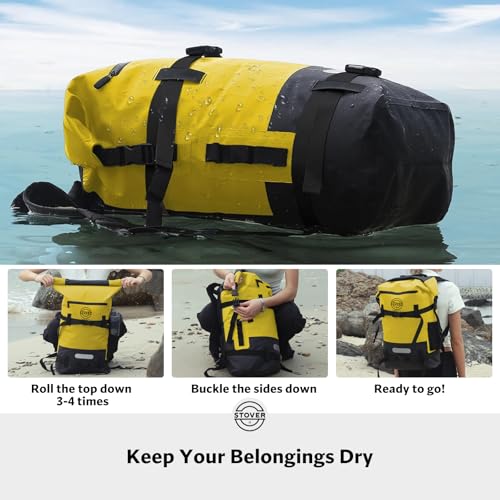 30/40/55L Waterproof Dry Backpack & Phone Case- X-Large Floating Dry Bag for Kayaking, Travel, Hiking, Fishing, Camping, Motorcycles & Beach, Heavy-Duty Roll Top Men/Women (Yellow)