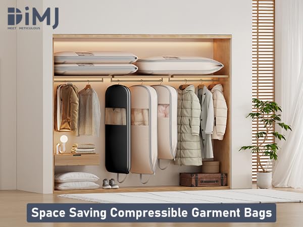 2 Pack 43" Space Saving Garment Bags for Hanging Clothes With Compression Zipper Carry Handles and Window (2 Count)