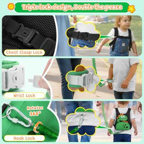 3 in 1 Toddler Harness Leash with Key Lock for Boys Girls
