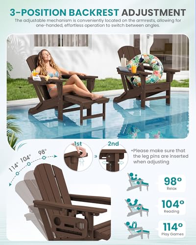 Folding Adjustable Adirondack Chair with Footrest