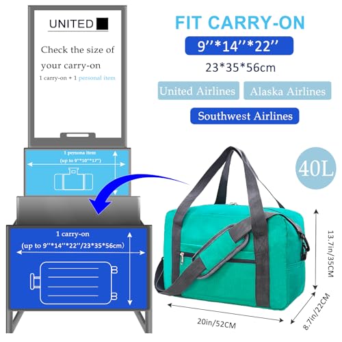Foldable Carry on Luggage Bag 22x14x9 Personal Item Bag for Airplanes Travel Duffel Bag for Women and Men
