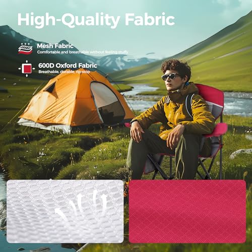 Heavy Duty 400lbs Mesh Back Camping Chairs with Lumbar Support