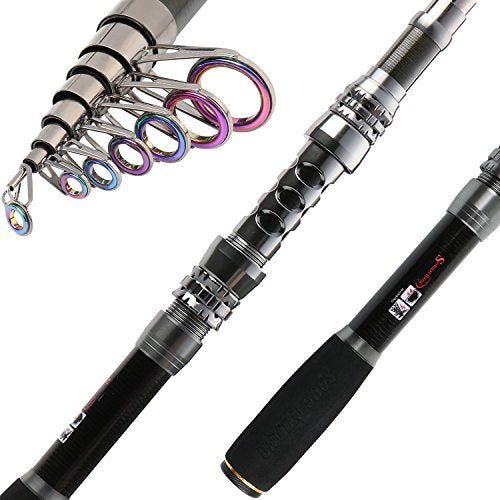 Telescopic Fishing Rod Carbon Fiber Travel Portable Spinning Fishing Pole for Boat Saltwater and Freshwater Fishing