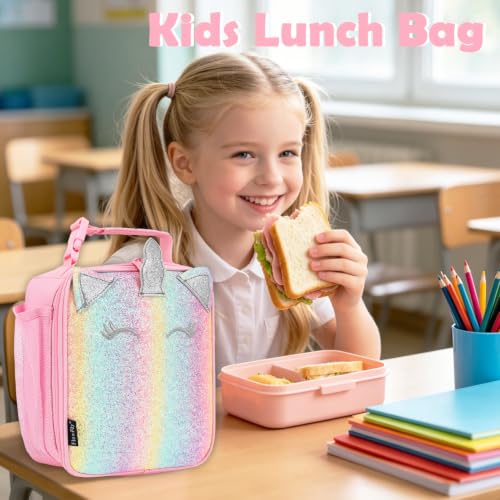 Kids Lunch box Insulated Soft Bag Mini Cooler Back to School Thermal Meal Tote Kit for Girls