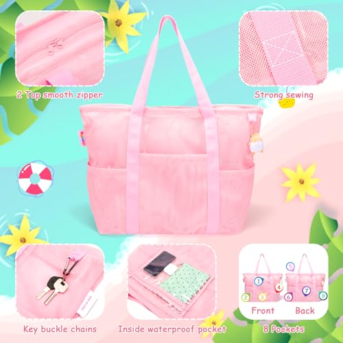 Mesh Beach Bag with Zipper