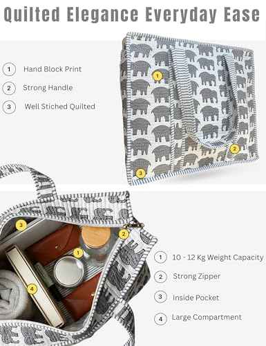 100% Cotton Quilted Tote Bag For Women