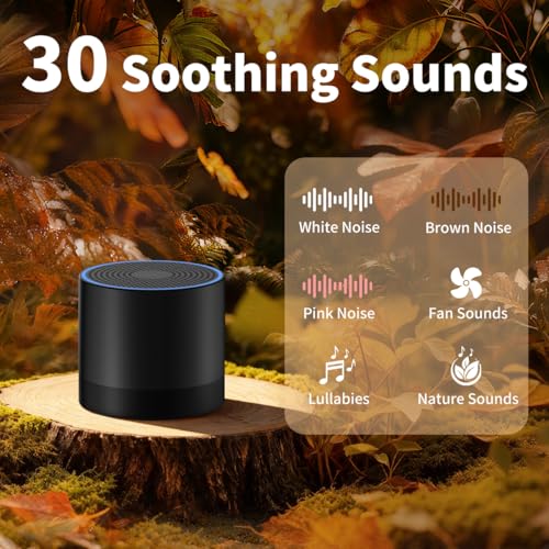 Portable Mini White Noise Machine Sound Machine with 30 Soothing Sounds for Newborn Kids Adults Rechargeable Sleep Brown Noise Machine with 4 Timers Memory Function for Travel Camping Home and Office