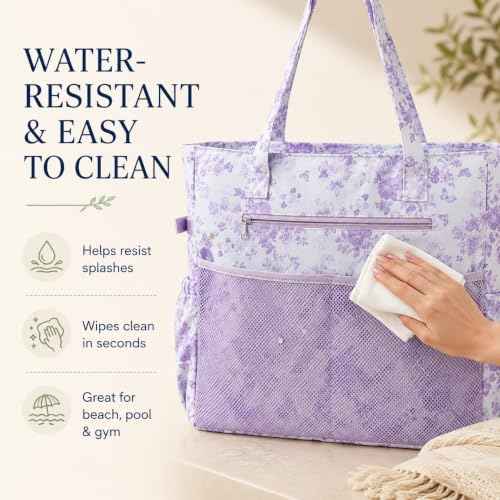 Waterproof Beach Tote Pool Bags for Women Ladies Extra Large Carry On Bag With Wet Compartment for Weekender Travel