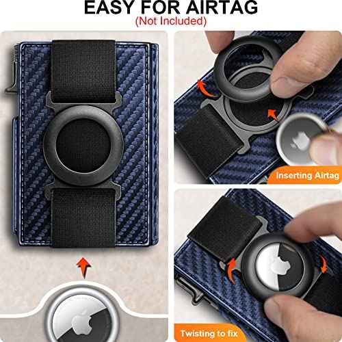 Men Airtag Leather Wallet Metal Case Money Clip