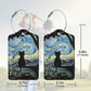 2 Pack Luggage Tags for suitcases Starry Night Cat TSA Approved Label Luggage Tag Baggage Tag Leather Stainless Steel Loop Label Tag for Men Women Travel Bag Suitcase (2 Count)