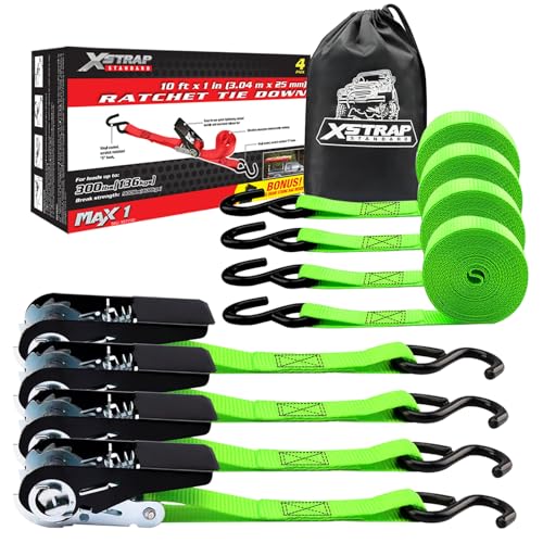 4 PK Ratchet Tie Down Straps (4 Count)