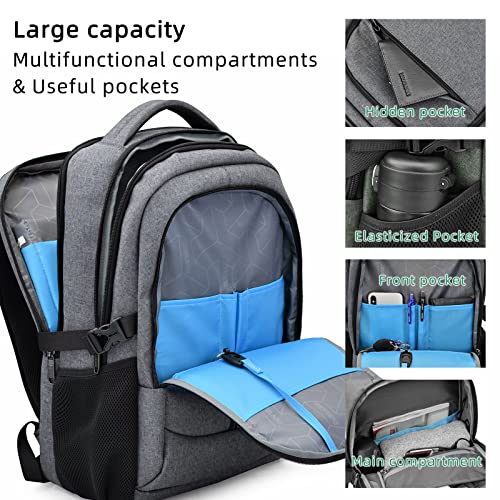 17 Inch Travel Laptop Backpack Water Resistant College Backpack for Men Laptop Bag with USB Charging Port