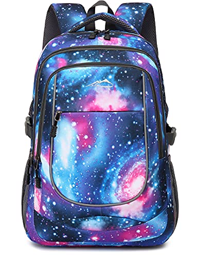 Galaxy Backpack Bookbag for College Sturdy Travel Business Hiking Fit Laptop Up to 15.6 Inch Multi Compartment Gifts for Men Women Night Light Reflective