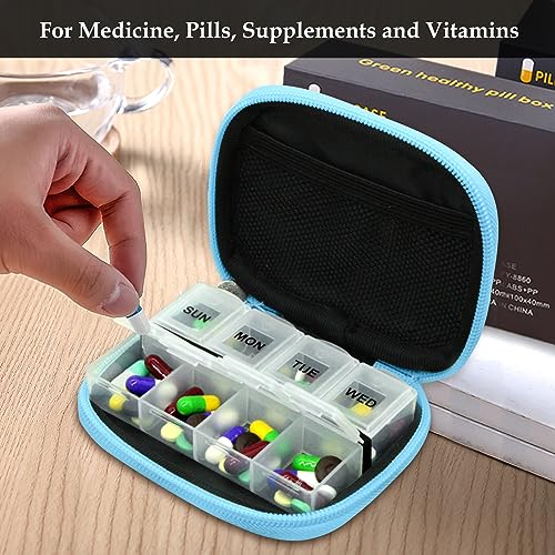 Weekly Travel Pill Organizer Pill Case for Purse with Removable 7 Day Pill Box (2 Count)