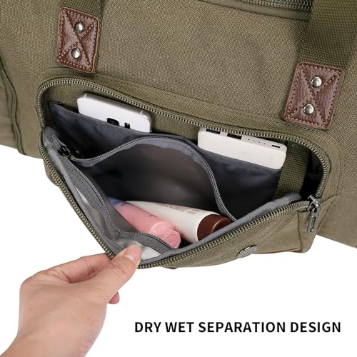 Canvas Duffle Bag for Men Expandable Convertible Travel Gym Duffel
