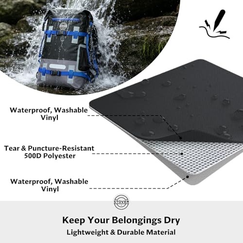 30/40/55L Waterproof Dry Backpack & Phone Case - Large Floating Dry Bag for Kayaking, Travel, Hiking, Fishing, Camping, Motorcycles & Beach, Heavy-Duty Roll Top Men/Women (Black/Grey/Blue)