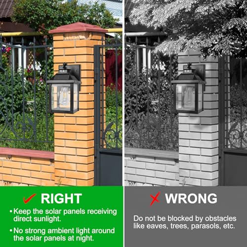 Solar Wall Lights Outdoor Dusk to Dawn Solar Sconces with Motion Sensor (2 Count)