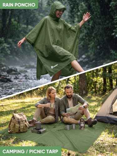Hooded Rain Poncho for Adults