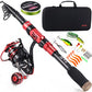 Fishing Rod and Reel Combo Set with Telescopic Fishing Pole Fishing Accessories and Carrier Bag for Saltwater Freshwater
