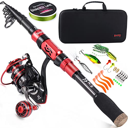 Fishing Rod and Reel Combo Set with Telescopic Fishing Pole Fishing Accessories and Carrier Bag for Saltwater Freshwater