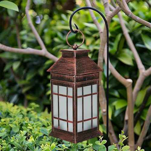 18" Solar Lanterns Outdoor Waterproof Flickering Flame Copper
