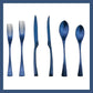 6-Piece Flatware Set,Extra Thick Heavy Duty - 18/10 Stainless Steel Cutlery Sets,High Matte Blue Finish Silverware Flatware Sets Service for 1, Use for Home,Kitchen Utensil Set