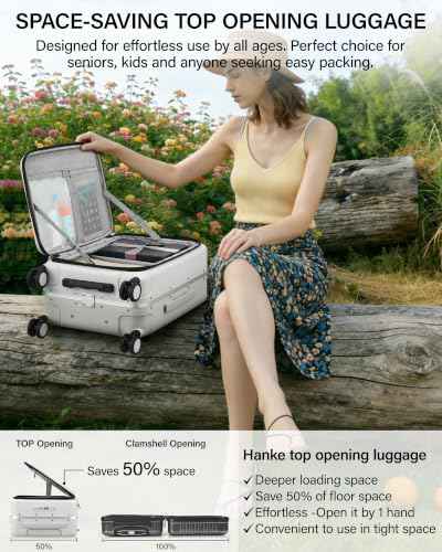 20 Inch Top Opening Carry On Luggage with Cup Holder and USB Ports
