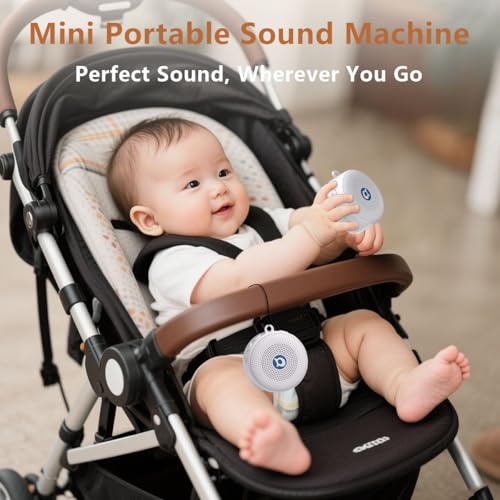 Portable Noise Machine Baby Battery Sound Machine with 30 Soothing Sounds Mini White Noise Machine 32 Volume Level Sleep Machine for 3D Surround Noise Machine for Kid Adult Home Travel