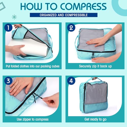 5 Pcs Packing Cubes for Suitcase Large Travel Cubes Carry on Luggage Organizer Bags for Clothes Accessories (5 Count)