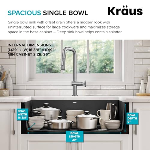 Forteza 32 inch Undermount Single Bowl Granite Kitchen Sink in Black
