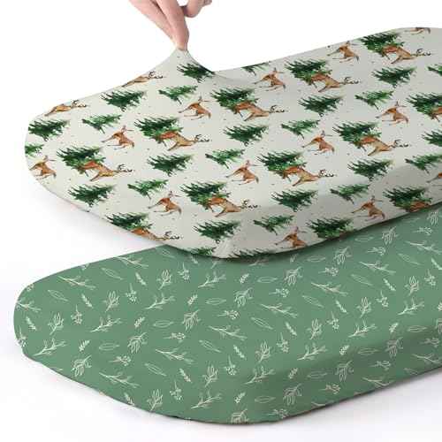 Stretch Fitted Bassinet Sheet Set BROLEX 2 Pack Cradle Sheets for Bassinet Pad (2 Count)