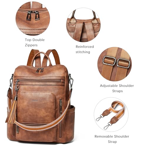 Vegan Leather Laptop Backpack for Women 15.6 inch Work Backpack Fashion Travel Backpack Purse for Travel College Work
