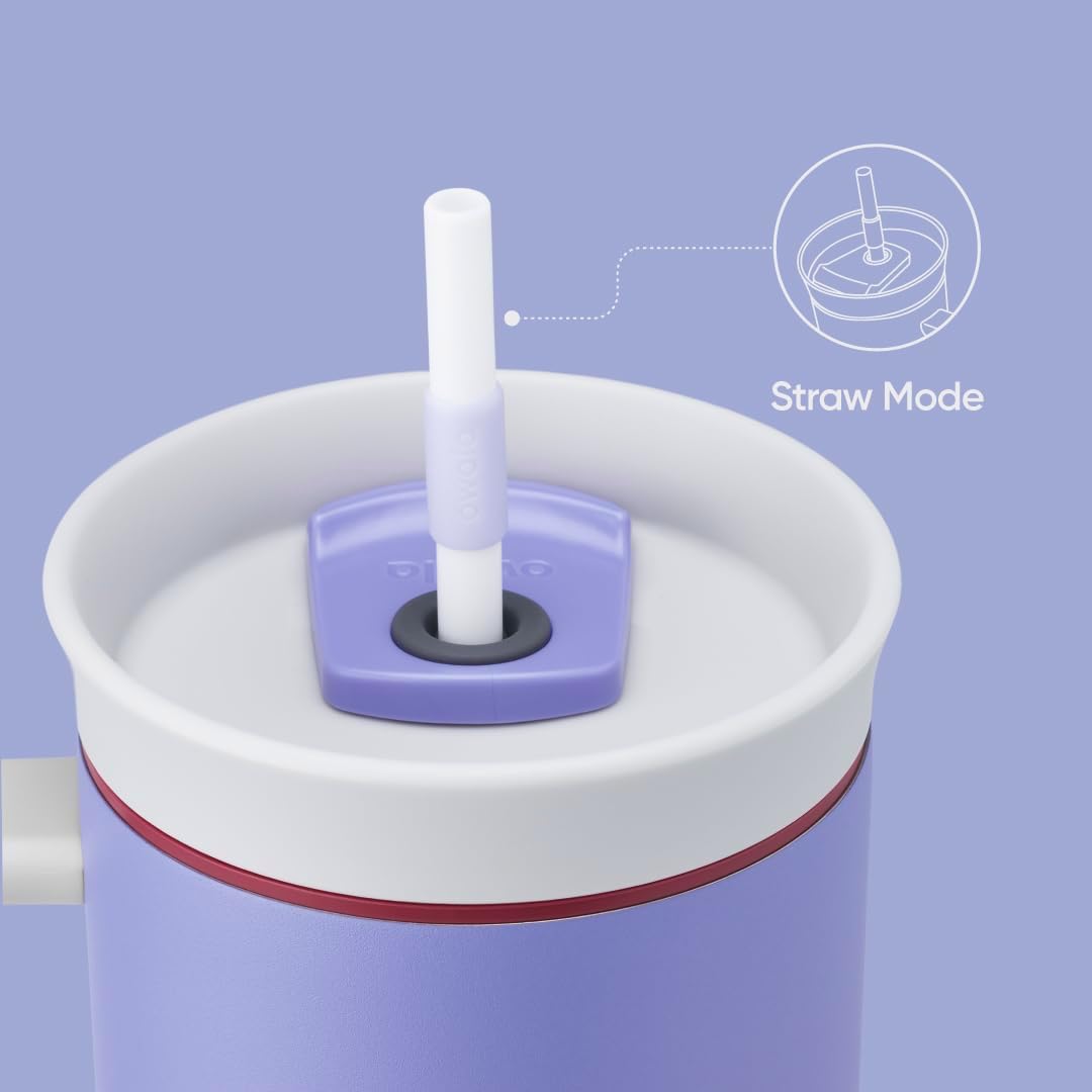 Owala Stainless Steel Triple Layer Insulated Travel Tumbler with Spill Resistant Lid, Straw, and Carry Handle, BPA Free, 40 oz, Light Purple (Whimsical Daydream) - Roamly