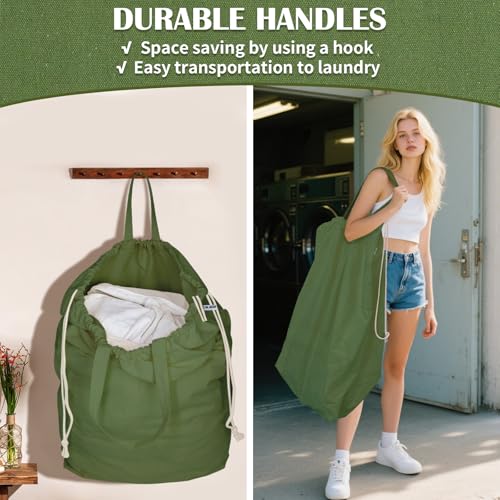 Canvas Laundry Bags with Handles & Rectangular Base