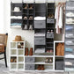 3‑Shelf Hanging Closet Organizer with Hooks in Poly Linen and PEVA Shelving