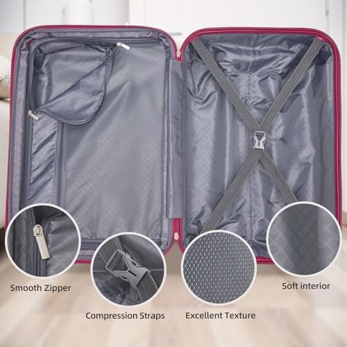 5 Piece Hardside Expandable Luggage Sets with Wheels Lock (5 Count)