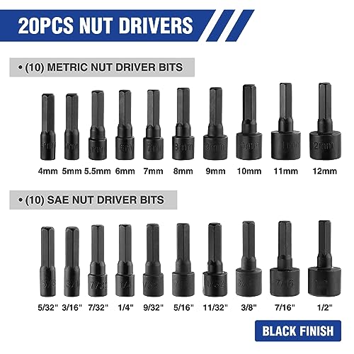 61PC Magnetic Screwdriver Bits & Nut Driver Set with Organizer Bag