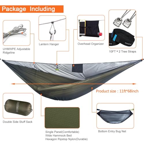 11ft Camping Double Hammock with Mosquito Net