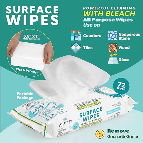 6 Pack Surface Cleaning Wipes with Bleach (432 Count)