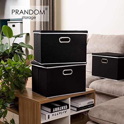 Large Foldable Storage Boxes with Lids [5 (5 Count)