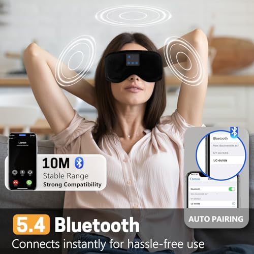 Sleep Mask with Bluetooth Headphones 3D Contour Sleeping Headphones 5.4 Wireless Bluetooth
