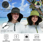 Cooling Sun Hat for Men Women UPF50+ Wide Brim Fishing Hat with Neck Flap Adjustable Foldable Bucket Hat for Hiking Black
