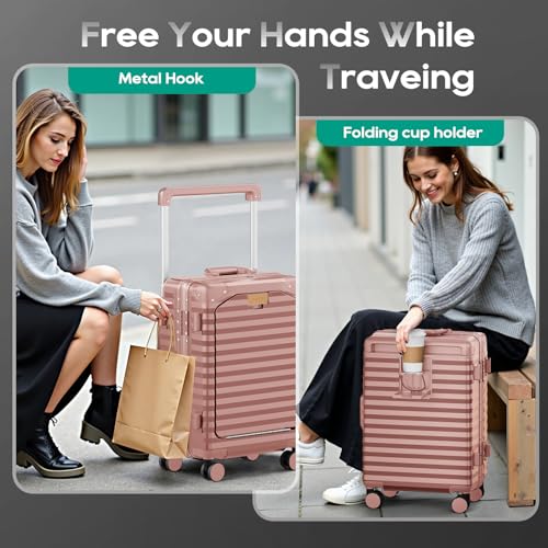 20 Inch Carry on Luggage with Aluminium Frame and Front Pocket
