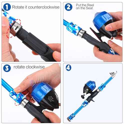 Collapsible Telescopic Fishing Rod and Reel Combo Push Button Small Fishing Pole Kit Beginner Youth Girls Fishing Starter Set Tackle