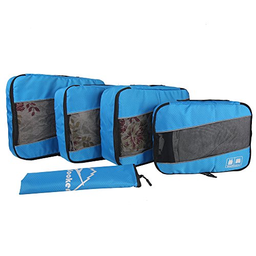 5 Set Packing Cubes for Travel Large Suitcase Luggage Organizer Bags Travel Accessories Vacation 4 Cubes 1 Laundry Pouch Bag (5 Count)
