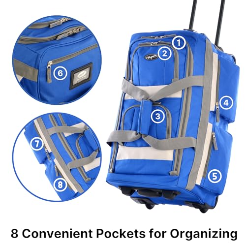 29 inch Jumbo Size 8 Pockets Wheeled Rolling Duffel Bag Water Resistant Luggage Lightweight Travel Suitcase with Retractable Handle