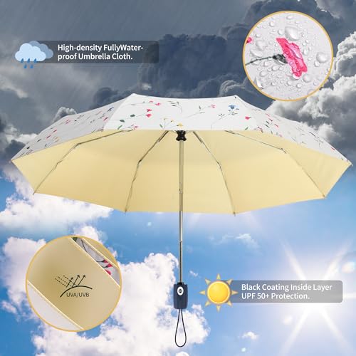 Sun Umbrella Blocking UV Protection Compact Auto Folding Parasol