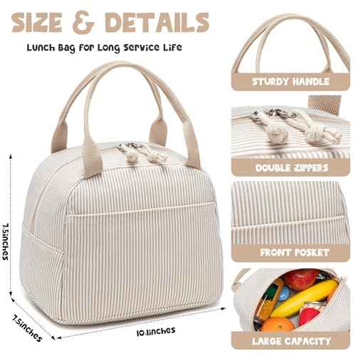 Lunch Bag for Women Men Cute Corduroy Lunch Tote Bags Reusable Insulated Lunch Box Large Capacity Reusable Insulated Cooler for Work Picnic or Travel