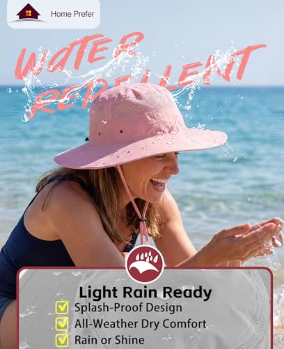 Womens Sun Hat Lightweight Mesh Bucket Hat UPF50+ Wide Brim Sun Protection Caps Pink