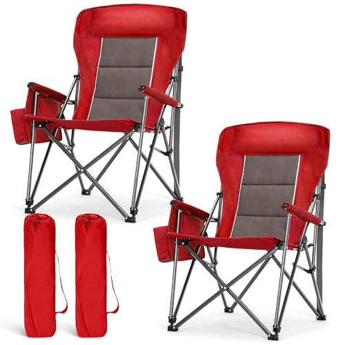 Oversized High Back Camping Chairs Heavy Duty Lawn Chair 500LBS (2 Count)